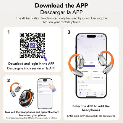 [AI Translator Earphone]  XF31 Bluetooth Translation Earbuds Sleep ASMR Headset DIY APP AI Wireless Headphones Open Back